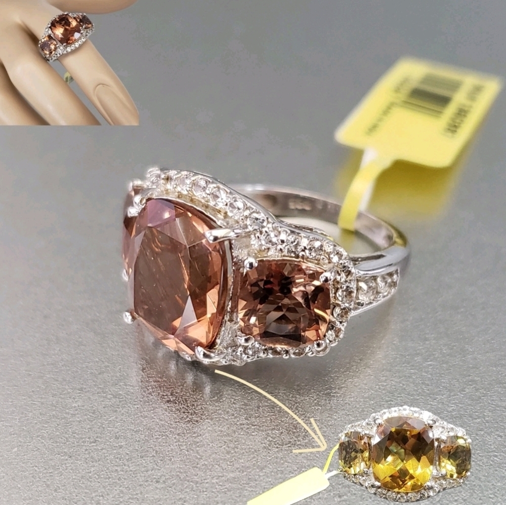 Hold For HH! 3 Color Change GenuineAlexite And Topaz Designer Ring - Picture 5 of 14